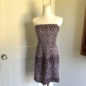 Banana Republic Strapless Silk Graphic Print Mini Dress Petite